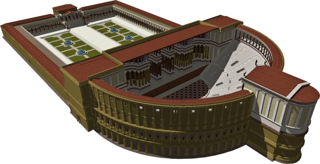 Reconstrucción 3D de la obra Teatro de Pompeyo. Realizado por Lasha Tskhondia.
