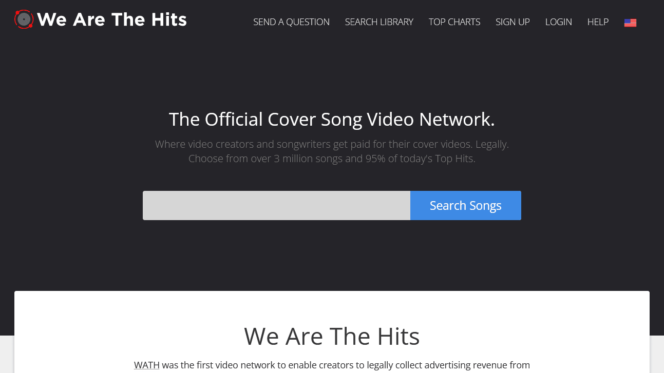 Página frontal de We Are The Hits, página para licenciar covers