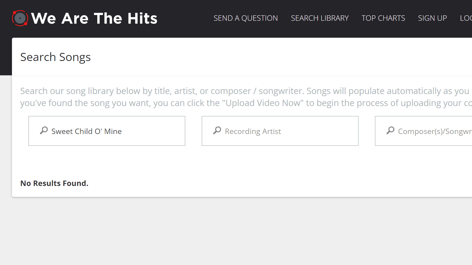 Resultado de búsqueda We Are The Hits, página para licenciar covers