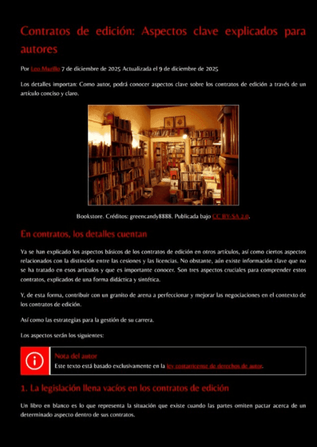 Captura de pantalla de "Contratos de edición: Aspectos clave explicados para autores"