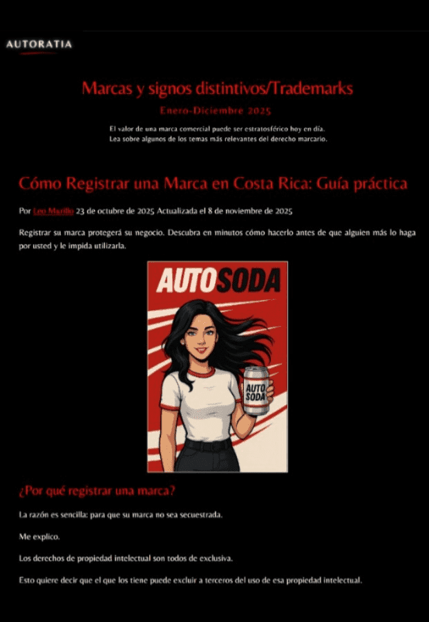 Captura de pantalla de "Cómo Registrar una Marca en Costa Rica"