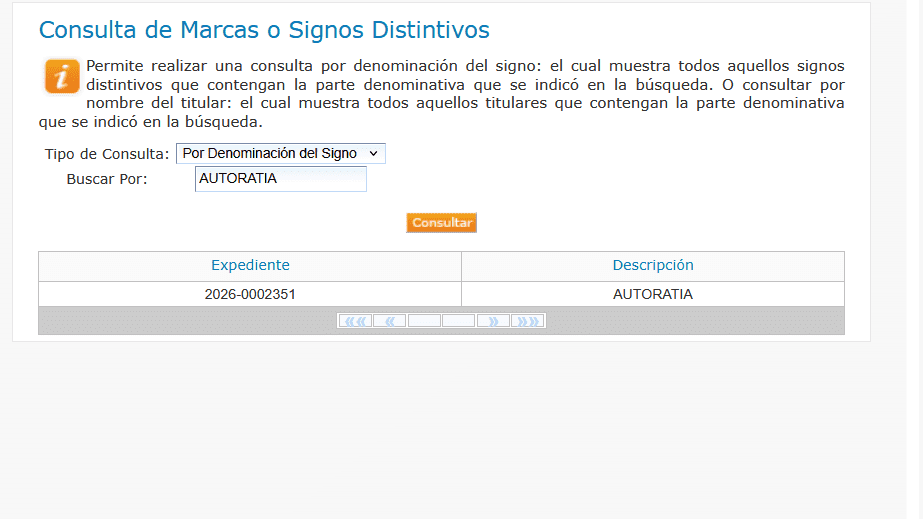 Captura de pantalla de la página de Consultas y Certificaciones del Registro Nacional